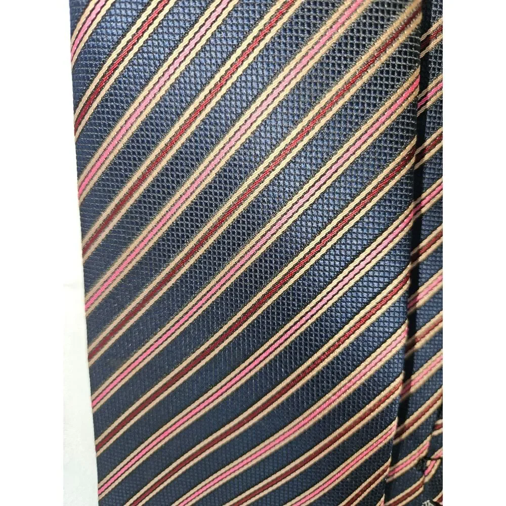 ERMENEGILDO ZEGNA Salmon Blue Diagonal Striped Tie